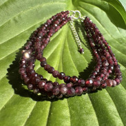 Multi-row bracelet made of natural Garnet